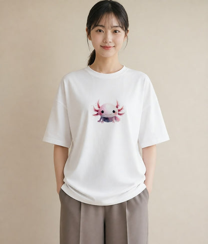半袖Tシャツ レディース イカ 海の生き物 海 イラスト モード ビーチ デイリーウェア 白T
