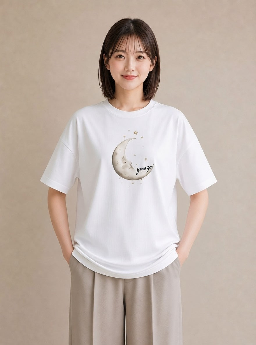 Tシャツ レディース 星空 宇宙 イラスト アート風 普段着 週末コーデ 白T
