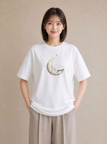 Tシャツ レディース 星空 宇宙 イラスト アート風 普段着 週末コーデ 白T