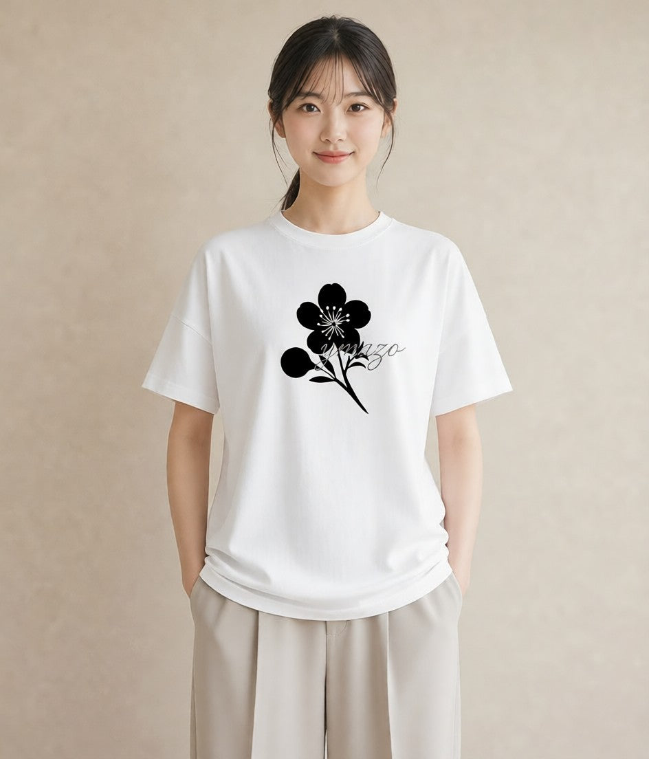 プリントTシャツ レディース さくら 桜 桜の枝 イラスト 普段使い 女子会 お揃い 白T