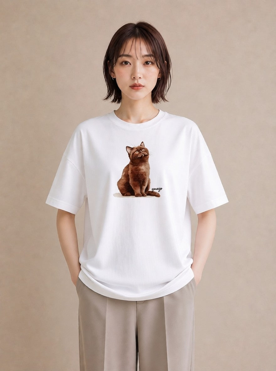 Tシャツ レディース 愛猫 猫 ねこ イラスト カジュアル 女性 旅行用 白T