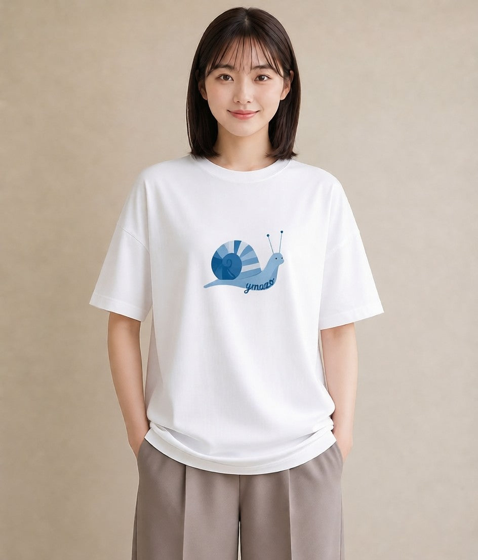半袖Tシャツ レディース かたつむり 昆虫 虫 イラスト ナチュラル 社会人 女性 白T