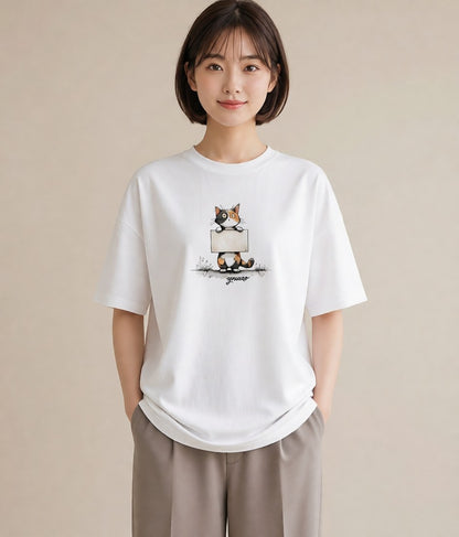 プリントTシャツ レディース 靴下猫 猫 ねこ イラスト きれいめ ホワイトデー 春服 白T