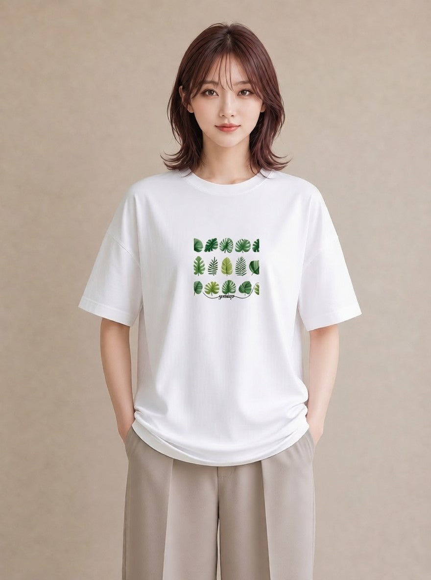 Tシャツ レディース モンステラ 植物 ボタニカル イラスト 手描き風 送別ギフト 通勤 白T