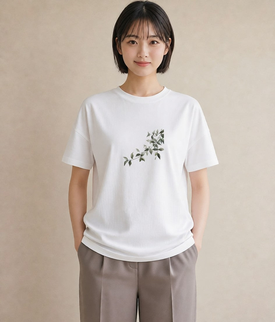 デザインTシャツ レディース ボタニカル 植物 イラスト シック おしゃれギフト 社会人 白T
