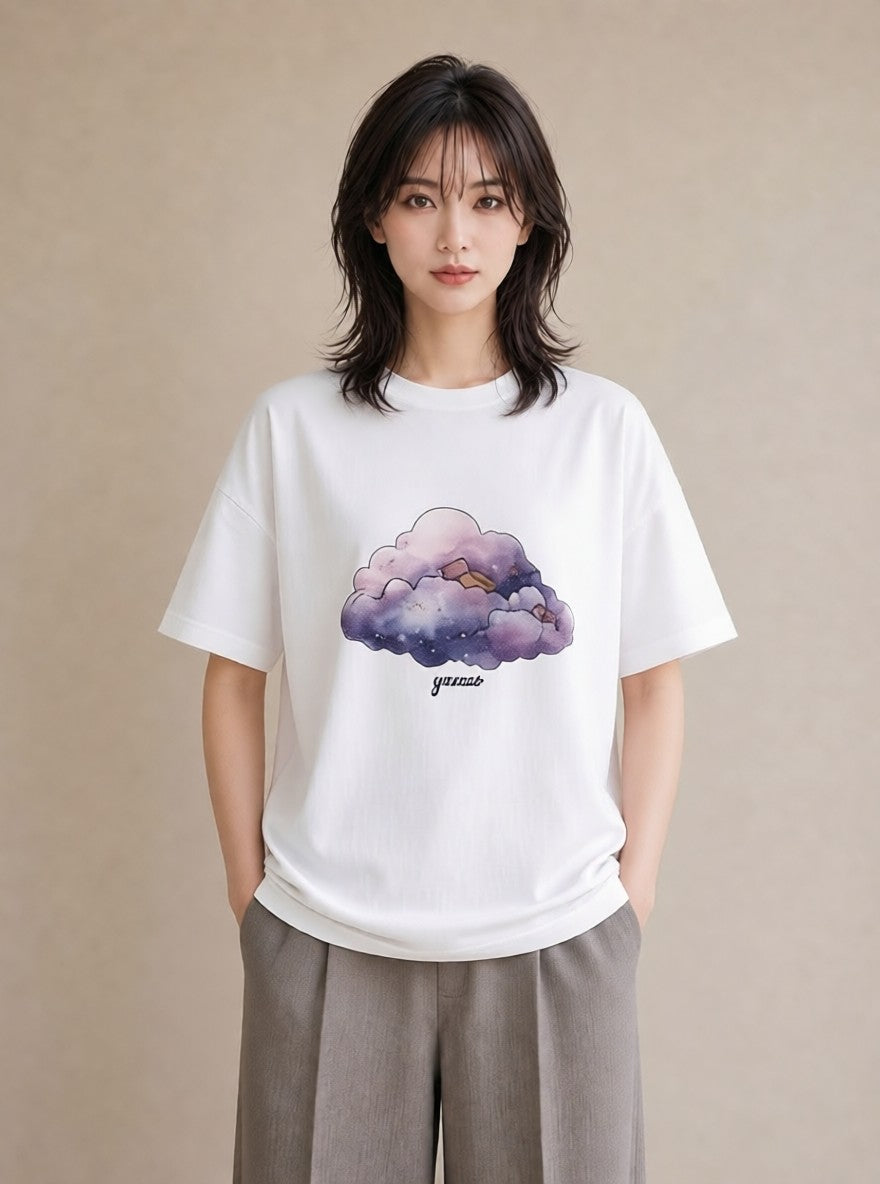 デザインTシャツ レディース オーロラ 星空 宇宙 イラスト 旅行コーデ おしゃれギフト 社会人 白T