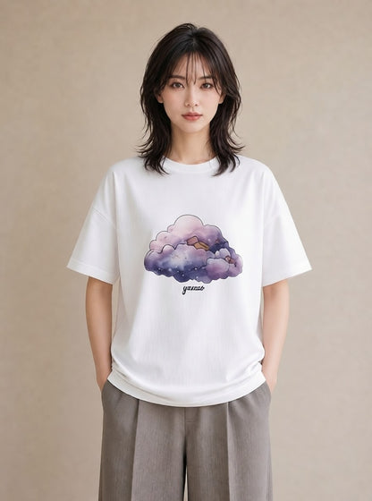 デザインTシャツ レディース オーロラ 星空 宇宙 イラスト 旅行コーデ おしゃれギフト 社会人 白T