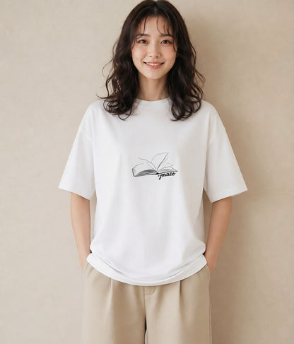 プリントTシャツ レディース 本 読書 ブック イラスト レトロ 敬老の日 ホワイトデー 白T