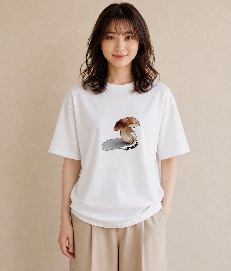 Tシャツ レディース きのこ 植物 ボタニカル イラスト 抜け感 ギフト 母の日 白T