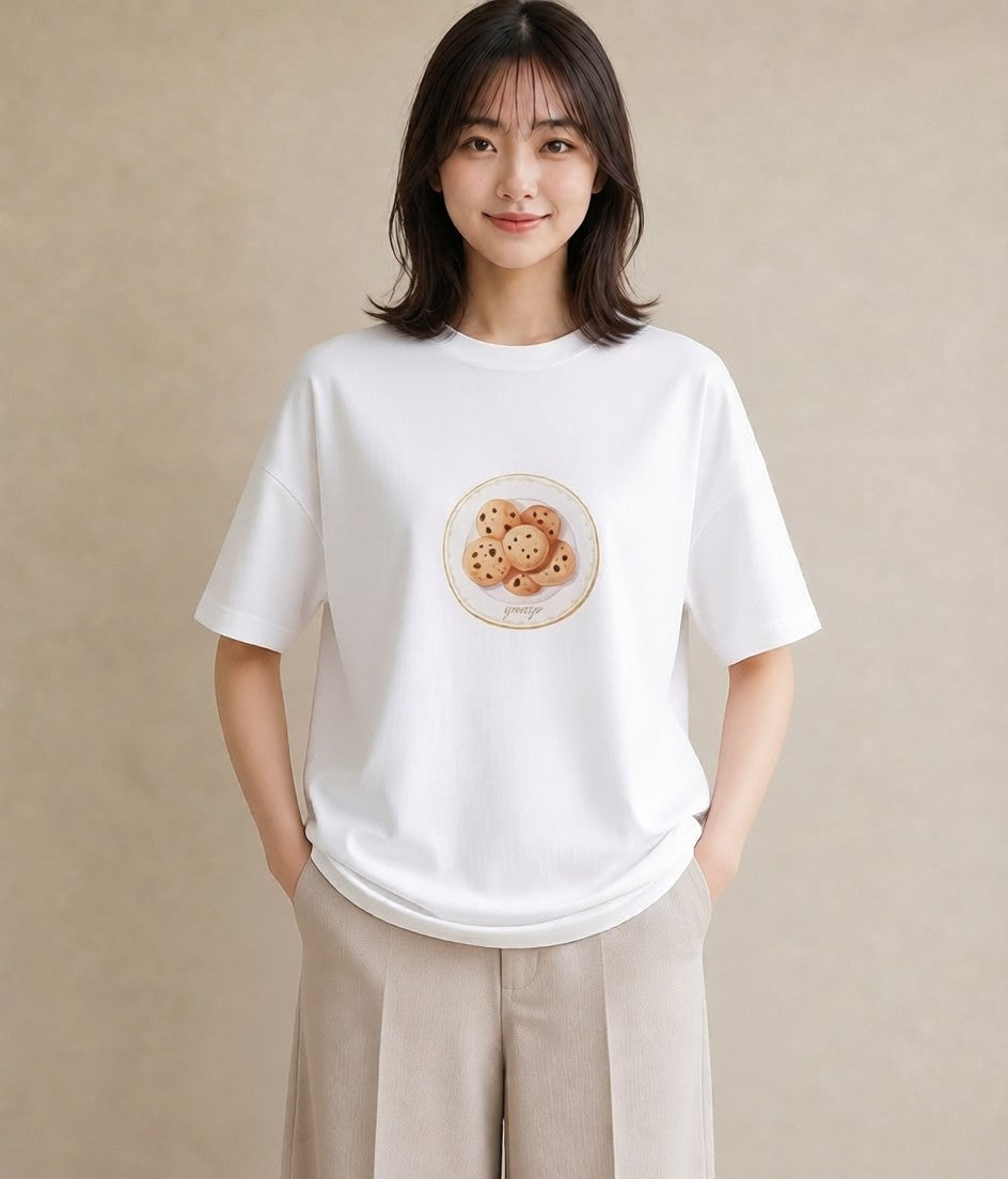 グラフィックTシャツ レディース ドーナツ 食べ物 フード イラスト 淡色 女性向けギフト 散歩 白T