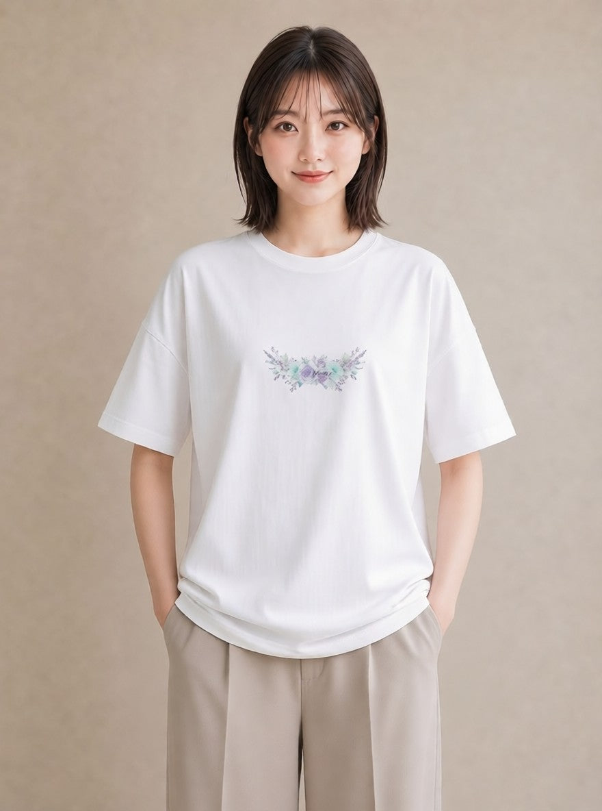 Tシャツ レディース 手鏡 アンティーク レトロ ナチュラル イラスト ポップ 女子会 お揃い 白T