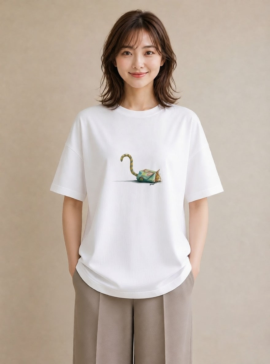 グラフィックTシャツ レディース サビ猫 猫 ねこ イラスト レトロ 社会人 女性 白T