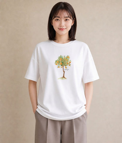プリントTシャツ レディース みかん 食べ物 フード イラスト アート風 春コーデ 姉妹 白T