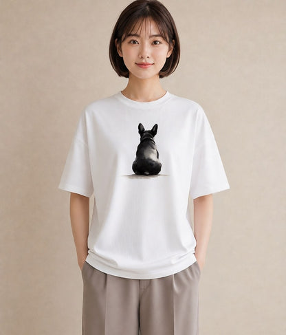 半袖Tシャツ レディース フレンチブルドッグ フレブル 犬 いぬ イラスト 可愛い 誕生日プレゼント 綿100 白T