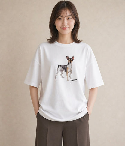 プリントTシャツ レディース 保護犬 犬 いぬ イラスト きれいめ デイリーウェア 休日 白T