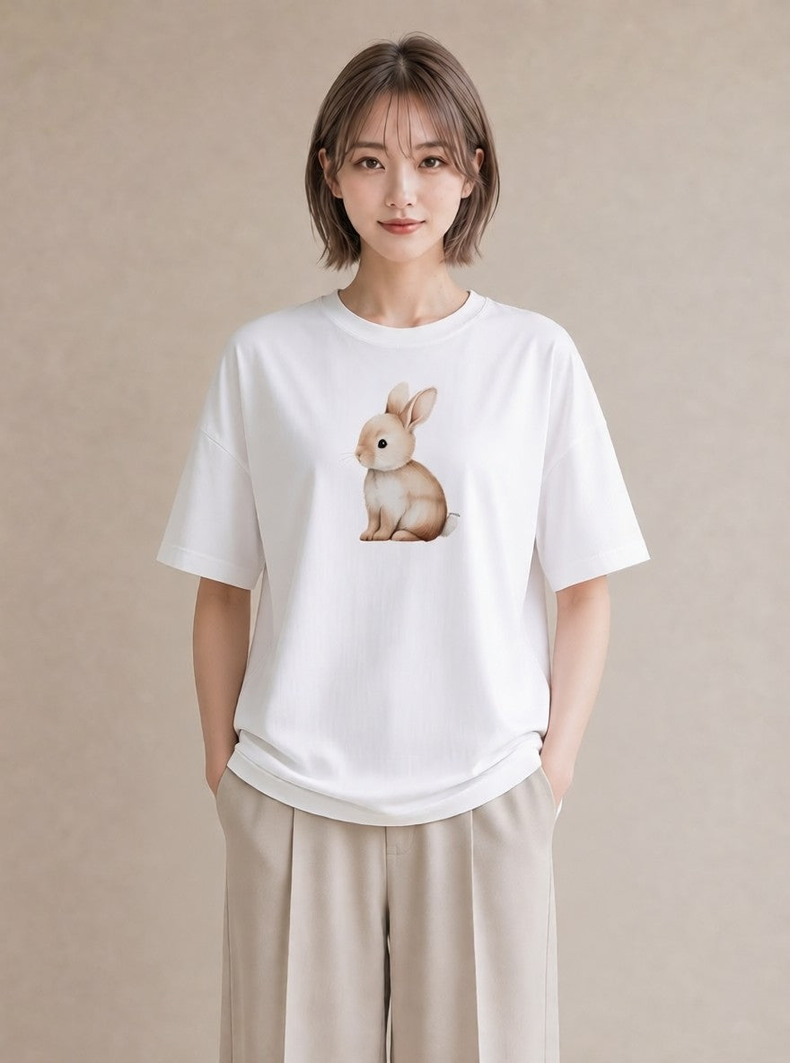 Tシャツ レディース チンチラ ペット 動物 イラスト 北欧風 友達ギフト 部屋着 白T