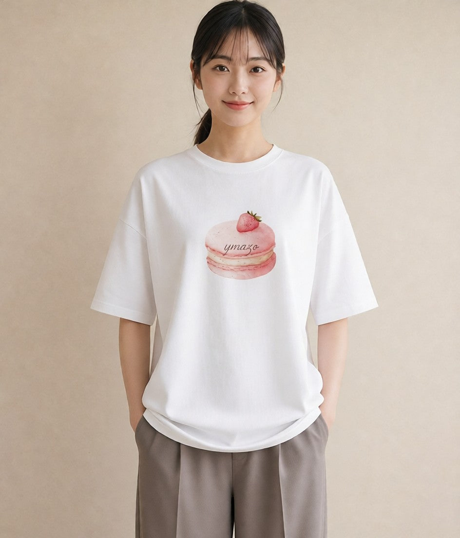半袖Tシャツ レディース キャンディ 食べ物 フード イラスト お揃い 親子 白T