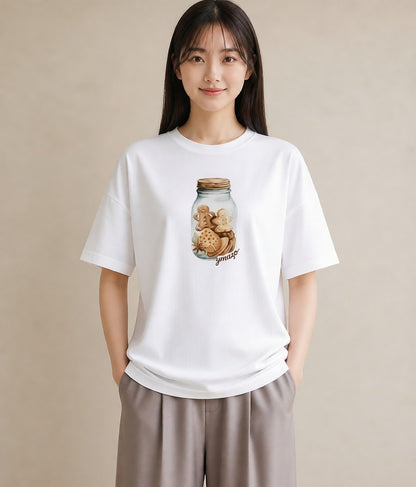 半袖Tシャツ レディース はちみつ 食べ物 フード イラスト レトロ 社会人 女性 白T