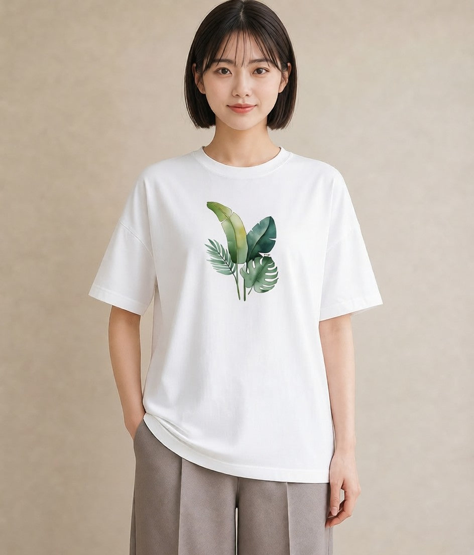 デザインTシャツ レディース バナナ 食べ物 フード イラスト ラフカジュアル 春服 ミセス 白T