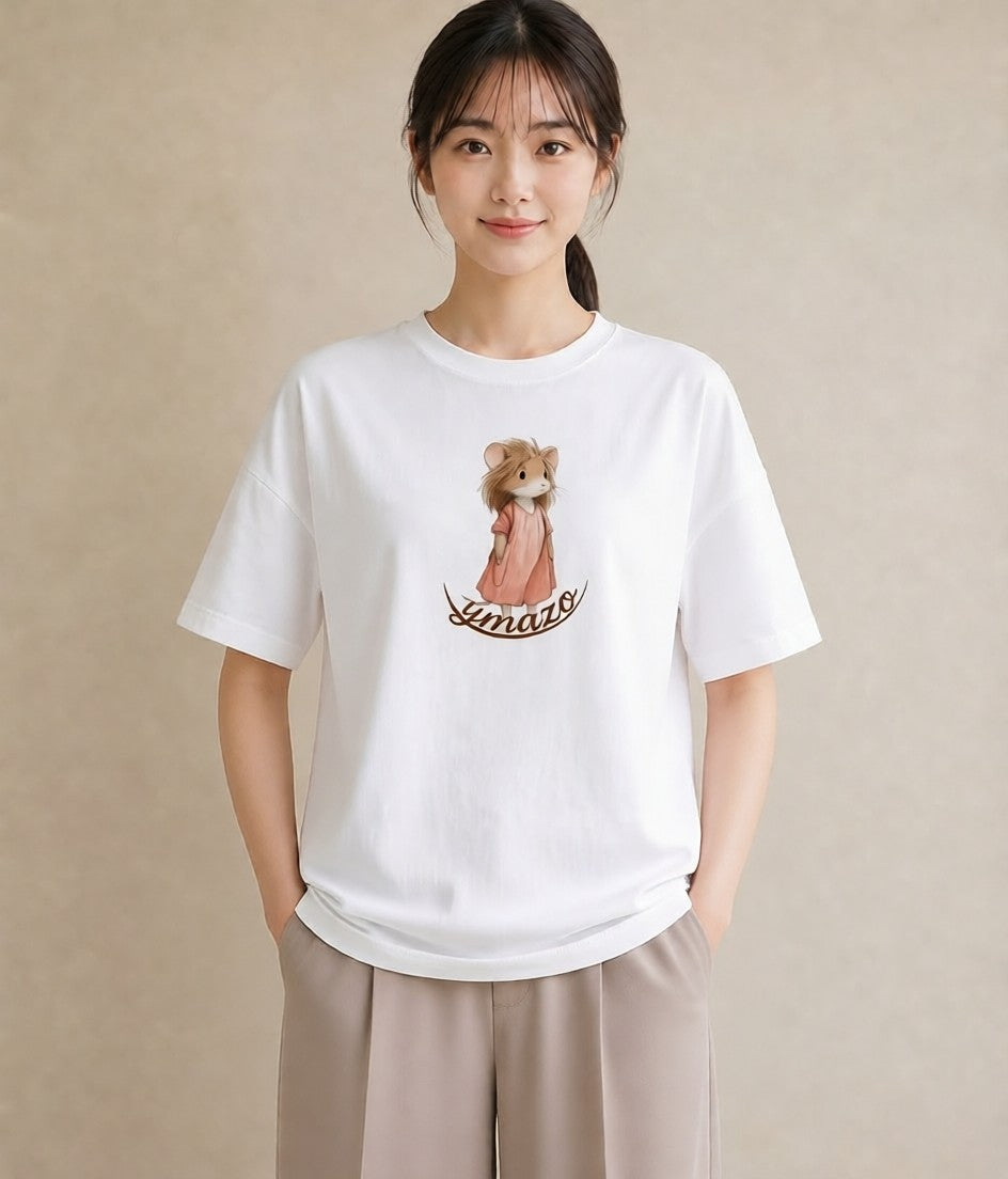 デザインTシャツ レディース ゴールデンハムスター ペット 動物 イラスト ボタニカル 綿100 デート 白T