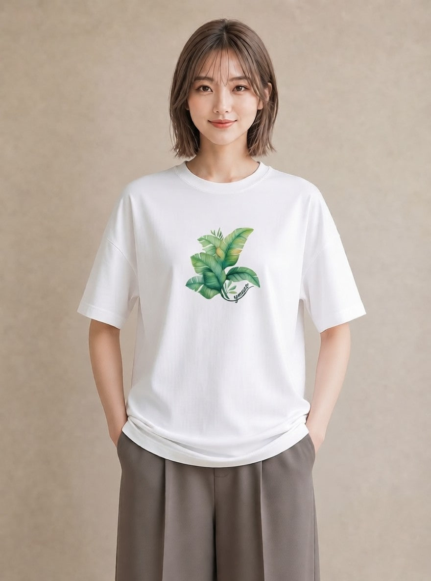 グラフィックTシャツ レディース ボタニカル 植物 イラスト 北欧風 デイリーウェア 休日 白T