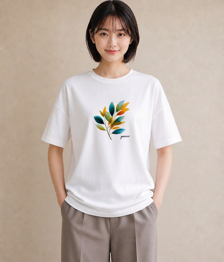 半袖Tシャツ レディース ボタニカル 植物 イラスト 個性的 ホワイトデー 春服 白T
