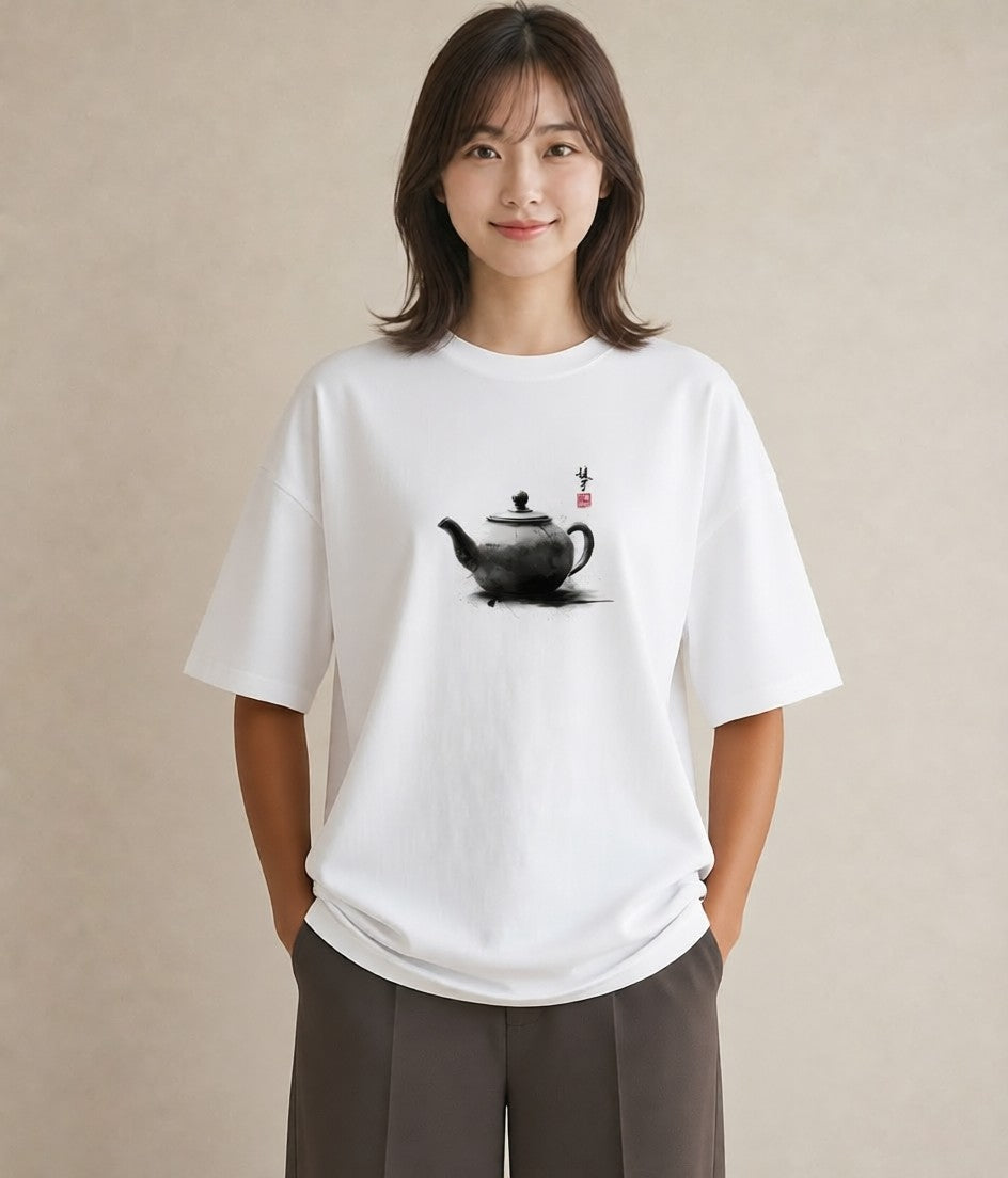 Tシャツ レディース 紅茶 食べ物 フード イラスト こなれ感 帰省 ラフ 白T