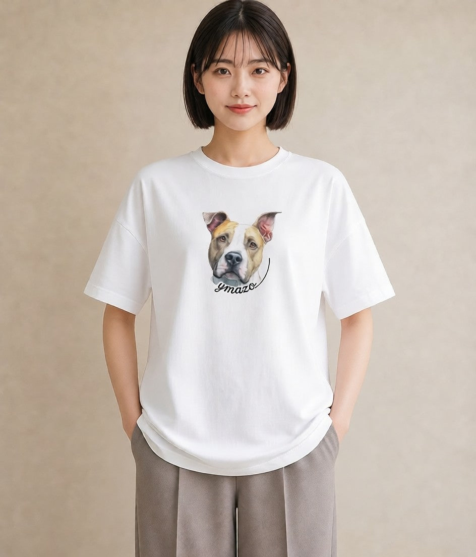 デザインTシャツ レディース 愛犬 犬 いぬ イラスト お洒落 女子会 お揃い 白T