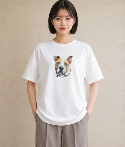 デザインTシャツ レディース 愛犬 犬 いぬ イラスト お洒落 女子会 お揃い 白T