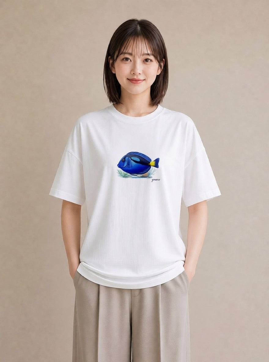 デザインTシャツ レディース 熱帯魚 ペット 動物 イラスト ボタニカル 秋コーデ おしゃれギフト 白T