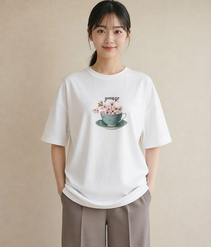 プリントTシャツ レディース ハーブティー 食べ物 フード イラスト レトロ ギフト 母の日 白T