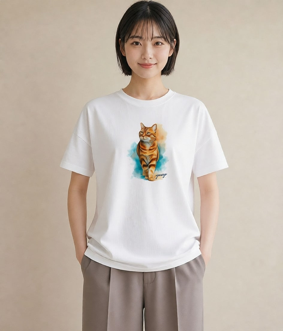 Tシャツ レディース 三毛猫 みけねこ 三毛 猫 ねこ イラスト ゆるコーデ ギフト 母の日 白T