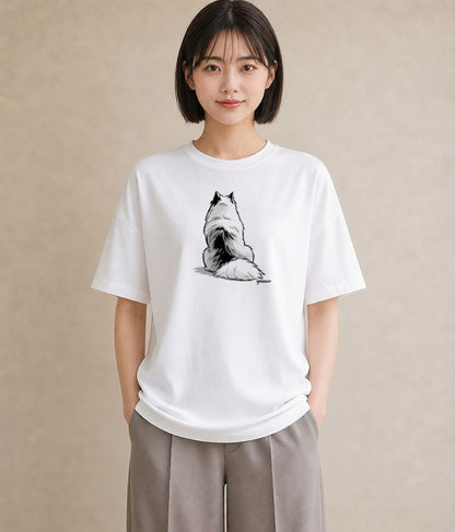 Tシャツ レディース サモエド 犬 いぬ イラスト 旅行コーデ ラフ レイヤード 白T