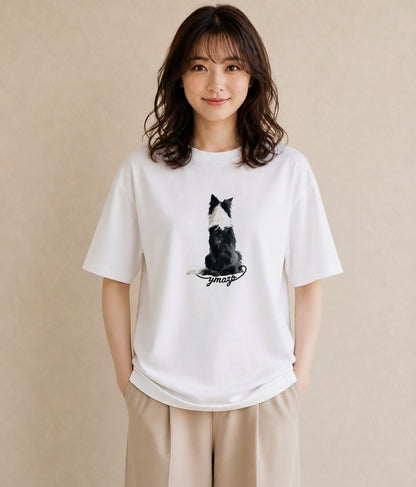 グラフィックTシャツ レディース ボーダーコリー 犬 いぬ イラスト 抜け感 誕生日プレゼント 綿100 白T