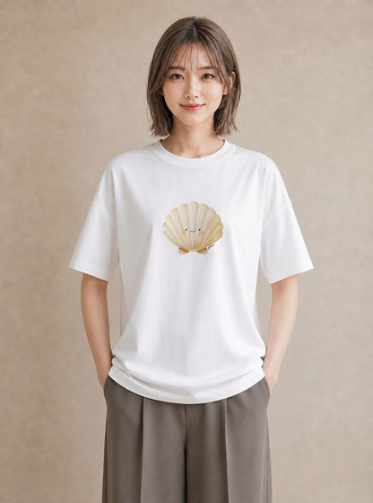 Tシャツ レディース 人魚 海の生き物 海 イラスト 個性的 休日 ペアコーデ 白T