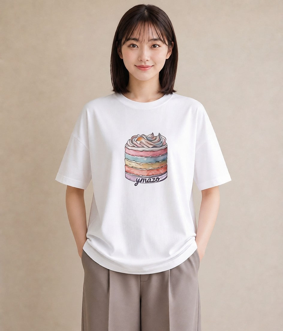 プリントTシャツ レディース わたあめ 食べ物 フード イラスト 手描き風 夏コーデ 通学 白T