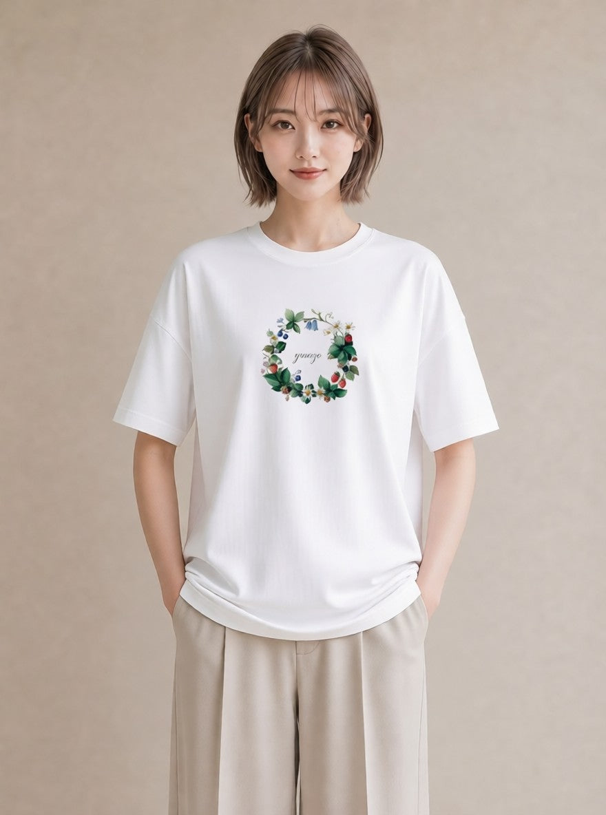 デザインTシャツ レディース 木の実 植物 ボタニカル イラスト 普段使い お出かけ 普段着 白T