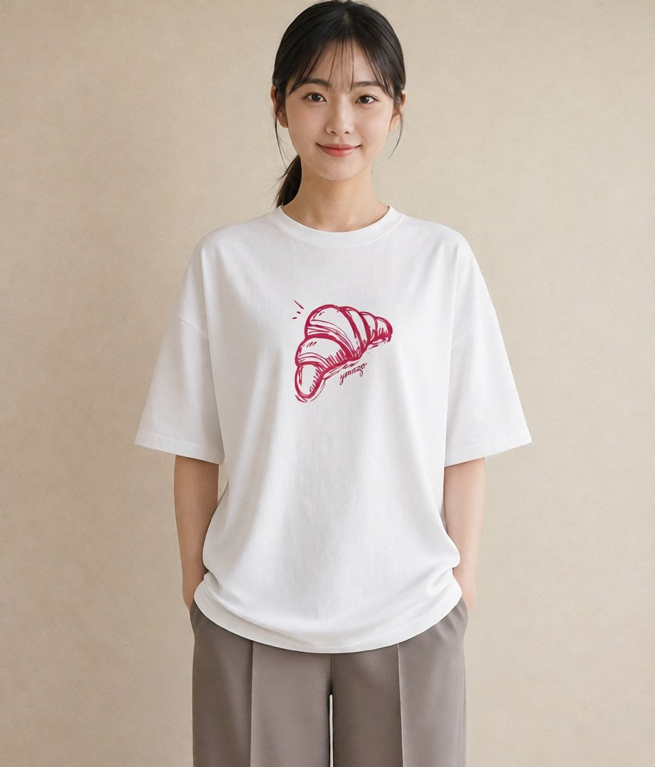 プリントTシャツ レディース パン ベーカリー レトロ イラスト 女性向けギフト 散歩 白T