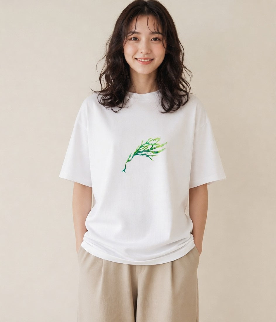 半袖Tシャツ レディース シダ 植物 ボタニカル イラスト 韓国風 女性 旅行用 白T