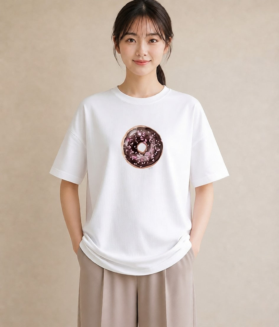デザインTシャツ レディース チョコ 食べ物 フード イラスト カフェコーデ ママ カフェ服 白T