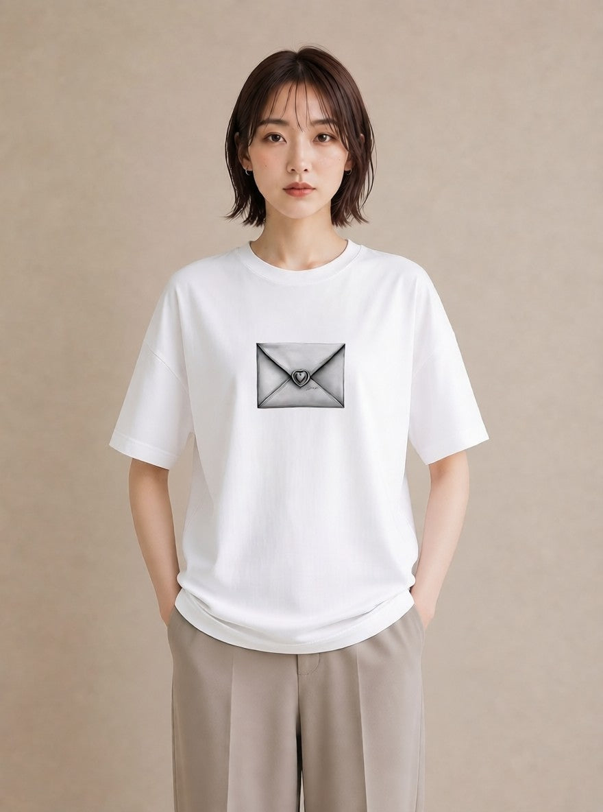 半袖Tシャツ レディース 封蝋 手紙 アンティーク ナチュラル イラスト ヴィンテージ風 誕生日プレゼント 綿100 白T