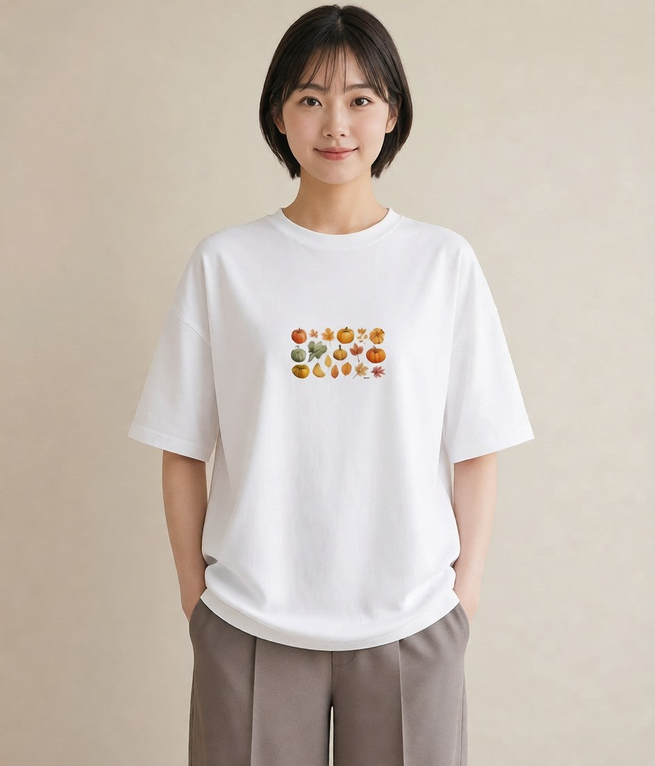 デザインTシャツ レディース 実り 植物 ボタニカル イラスト ラフカジュアル カフェ服 クリスマス 白T