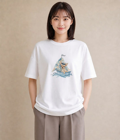 半袖Tシャツ レディース チワワ 犬 いぬ イラスト シック 誕生日プレゼント 綿100 白T