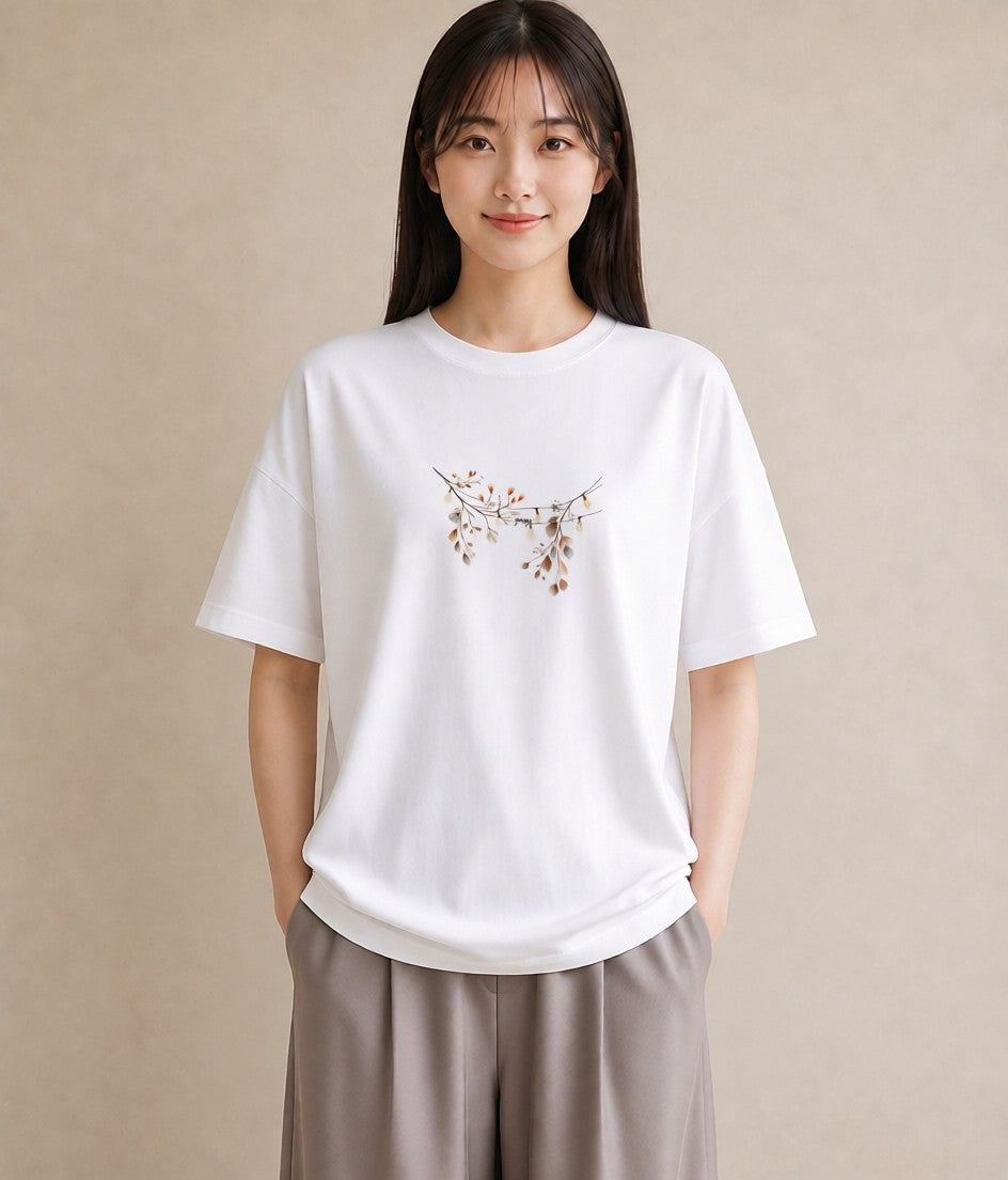デザインTシャツ レディース 洗濯物 風 ナチュラル アンティーク イラスト 上品 誕生日プレゼント 綿100 白T