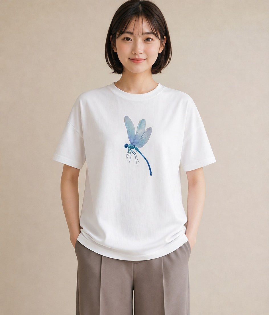 Tシャツ レディース とんぼ 昆虫 虫 イラスト 休日コーデ 部屋着 女性向けギフト 白T