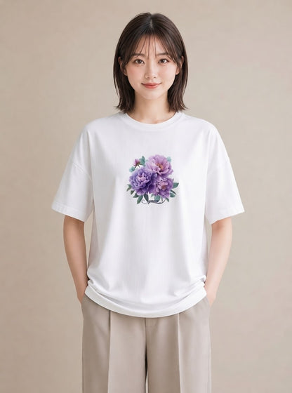 デザインTシャツ レディース スミレ 花 花柄 イラスト 母娘コーデ 自分用 白T