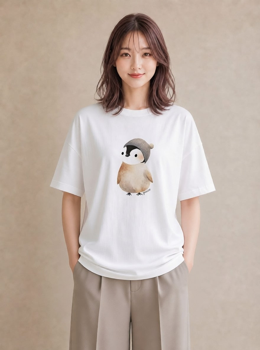 グラフィックTシャツ レディース ゴマフアザラシ 動物 アニマル イラスト 韓国風 女性向けギフト 散歩 白T