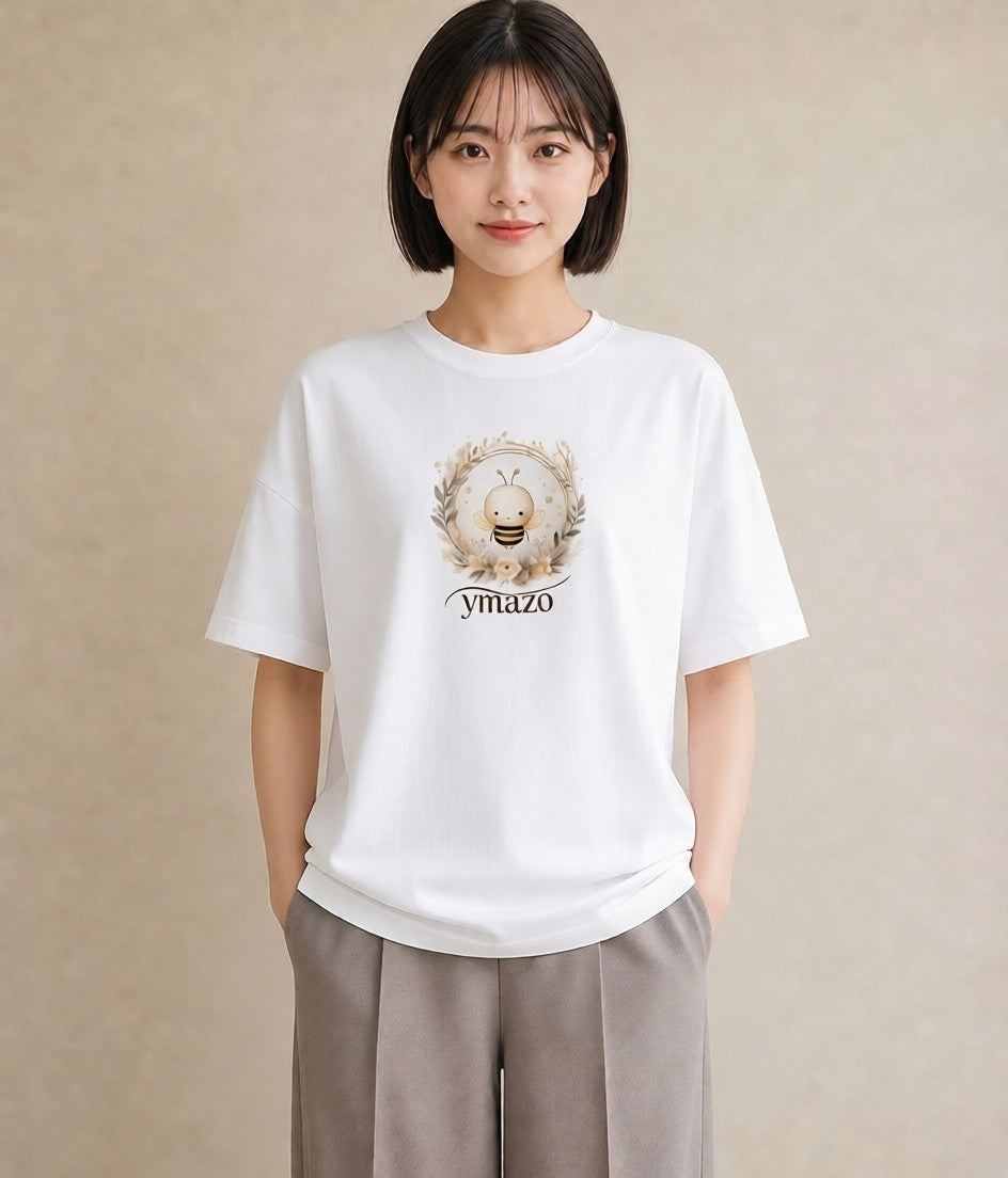 デザインTシャツ レディース みつばち 昆虫 虫 イラスト 上品 女子会 お揃い 白T