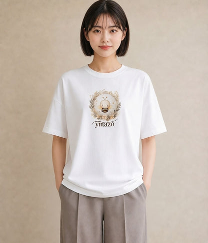 デザインTシャツ レディース みつばち 昆虫 虫 イラスト 上品 女子会 お揃い 白T