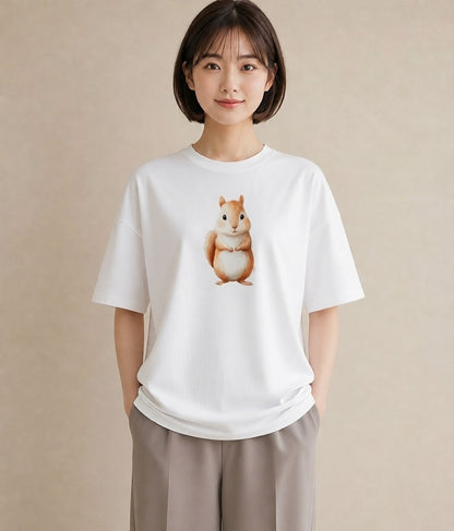 プリントTシャツ レディース ロボロフスキー ペット 動物 イラスト 休日コーデ 送別ギフト 通勤 白T